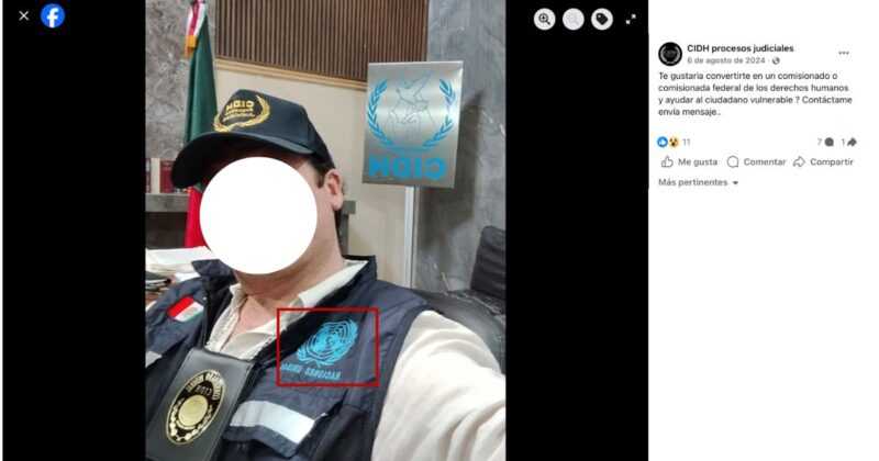 Comisionado de la CIDH portando el logo de la ONU