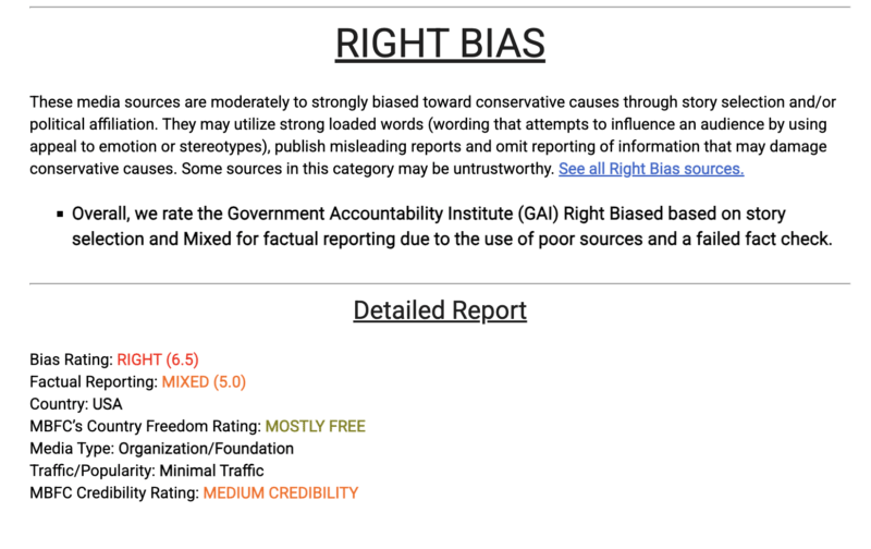 Falso que consulados estén creando un estado profundo pro México en Estados Unidos 2 Reporte de Media Bias Fact Check sobre el Instituto de Responsabilidad Gubernamental