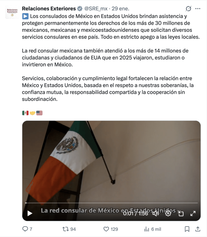 Falso que consulados estén creando un estado profundo pro México en Estados Unidos 4 Comunicado de la SRE