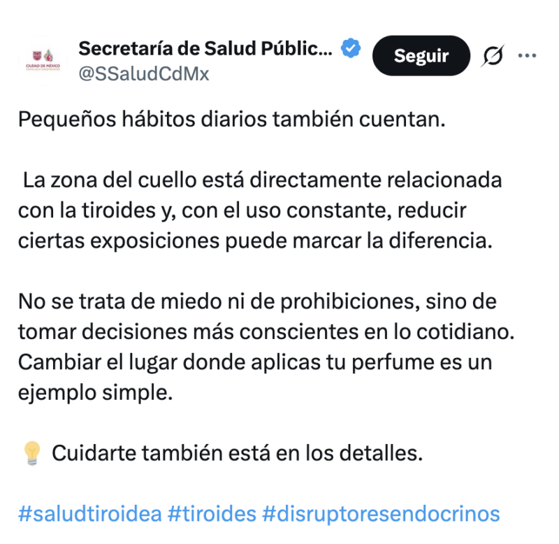 Publicación de la Secretaría de Salud de la Ciudad de México