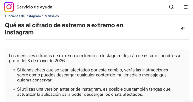 Instagram dejará de cifrar mensajes de extremo a extremo: ¿Qué es y cómo podría afectar a los usuarios?