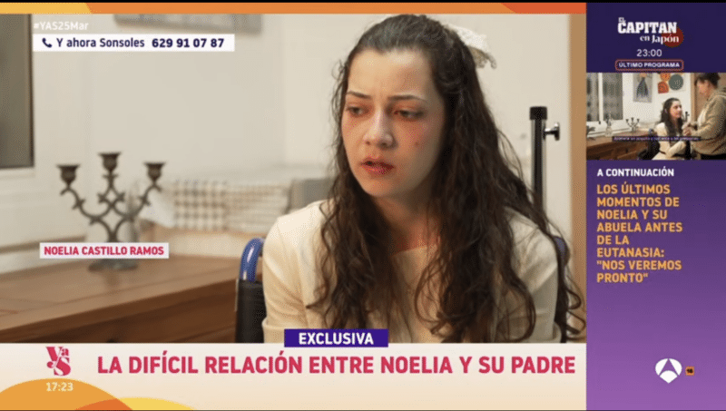 Captura de pantalla de la entrevista de Antena 3 con Noelia Castillo