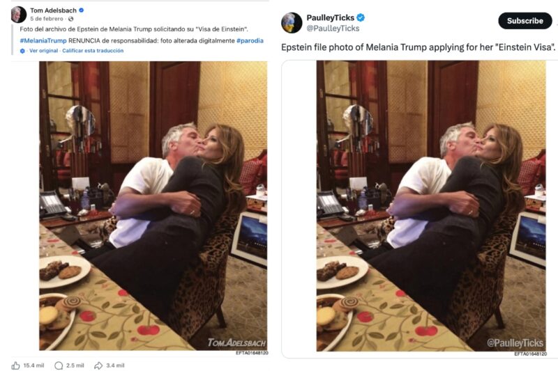 Falso que Macron publicó una foto de Jeffrey Epstein con Melania Trump 4 foto-jeffrey-epstein-melania-trump-macron-falso