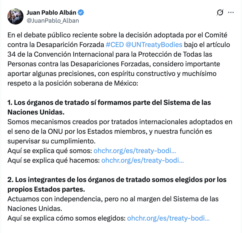 Gobierno Federal descalifica con argumentos falsos informe sobre desapariciones de la ONU 