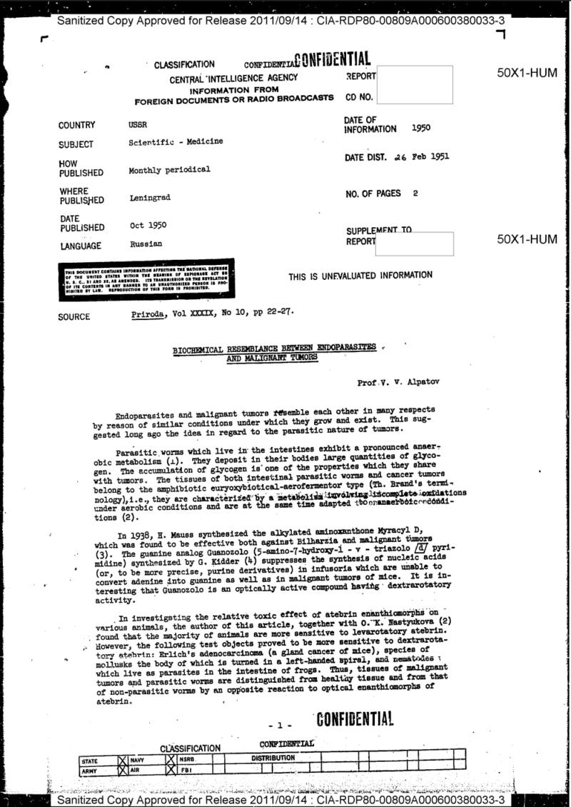 Falso que la CIA fue expuesta por ocultar un cura para el cáncer durante 60 años 2 CIA cáncer