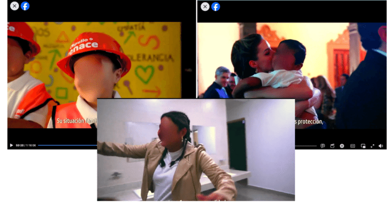 Capturas de pantalla del video proyectado en la ponencia de Mariana Rodríguez (Editado para proteger el derecho a la privacidad de los menores)