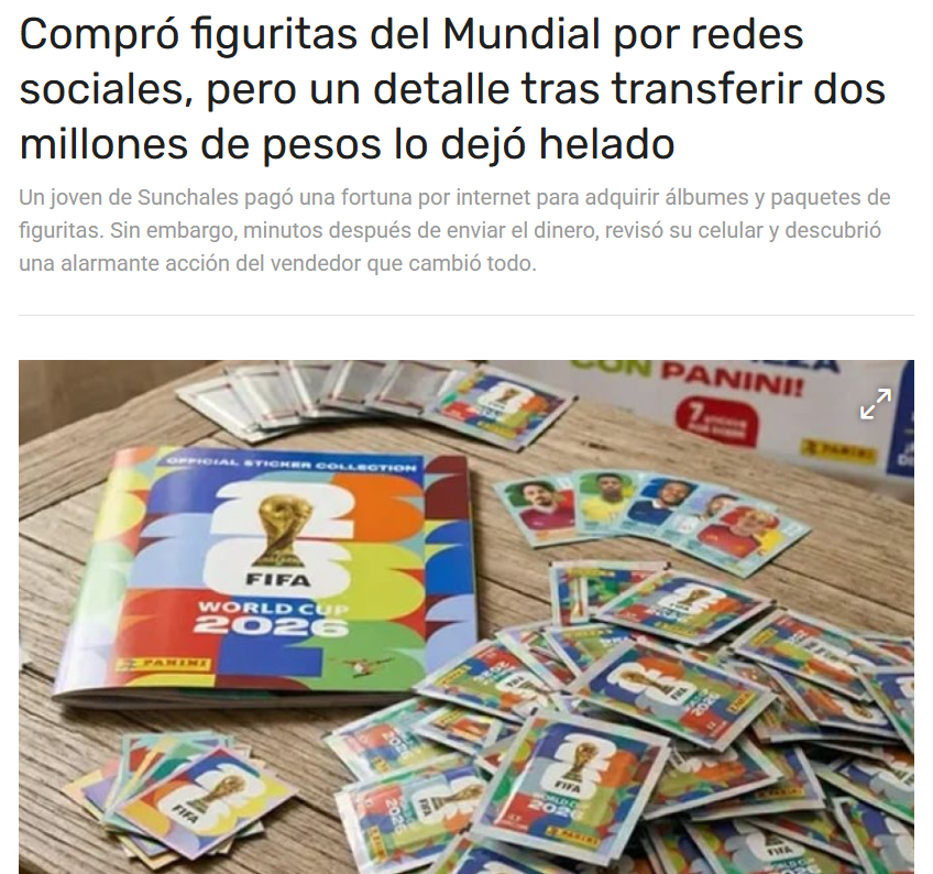 Estafas con el álbum Panini y las estampas del Mundial 2026: en qué consisten y cómo evitarlas 2 Captura de pantalla 2026 05 18 145838