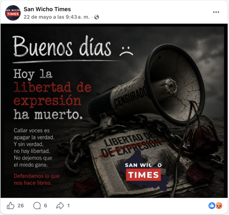 Fiscalía de San Luis Potosí detiene a periodistas por “delitos contra la identidad digital” 2 Imagen publicada por San Wicho Times al respecto de la detención de Eréndira