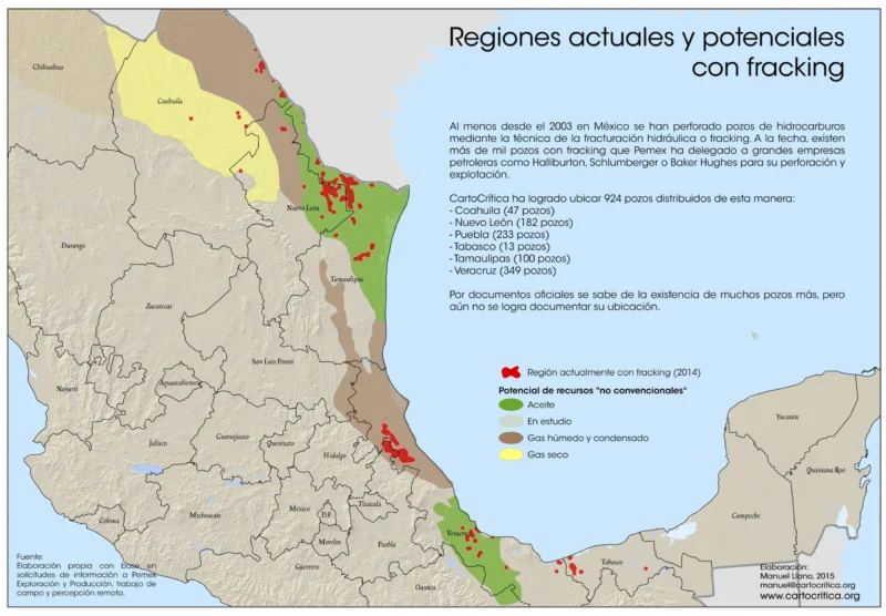 Regiones actuales y potenciales de FrackingFuente: AMCF