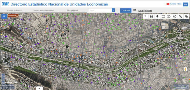 Fábricas invaden las zonas residenciales del Área Metropolitana de Monterrey 1 Mapa de empresas manufactureras e industrias con más de 11 empleados en el Área Metropolitana de MonterreyFuente: DENUE