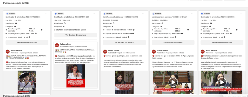 El agua en Guadalajara: desinformación, anuncios pagados y la crisis hídrica en la sede del Mundial 2 Captura de pantalla 2026 07 14 a las 10.54.25 a.m