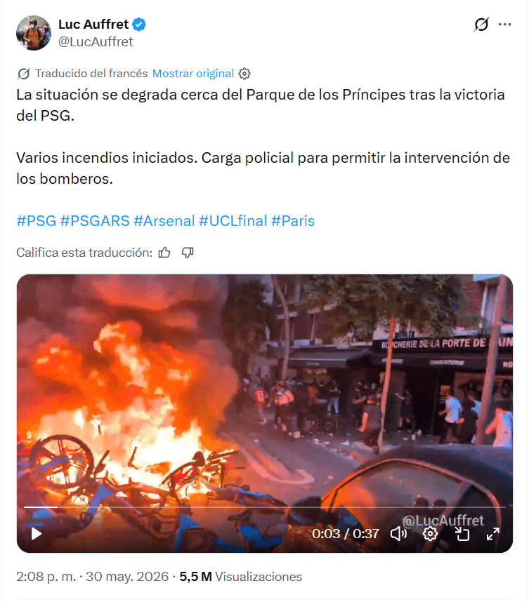 Sacado de contexto que incendios en París correspondan a disturbios por el Mundial 2026 1 Captura de pantalla 2026 07 17 134555