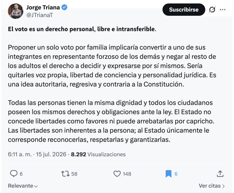 Voto por familia: la peligrosa propuesta que podría limitar los derechos políticos de las mujeres 2 Captura de pantalla 2026 07 17 a las 4.32.11 p.m
