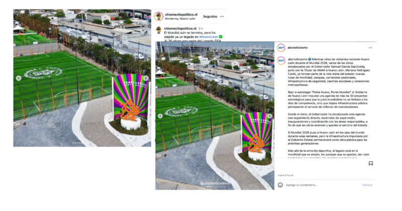 Samuel García presume 30 obras “entregadas” por el Mundial 2026, pero algunas siguen en construcción 1 A pesar de ser de distintos medios, se uso la misma imagen