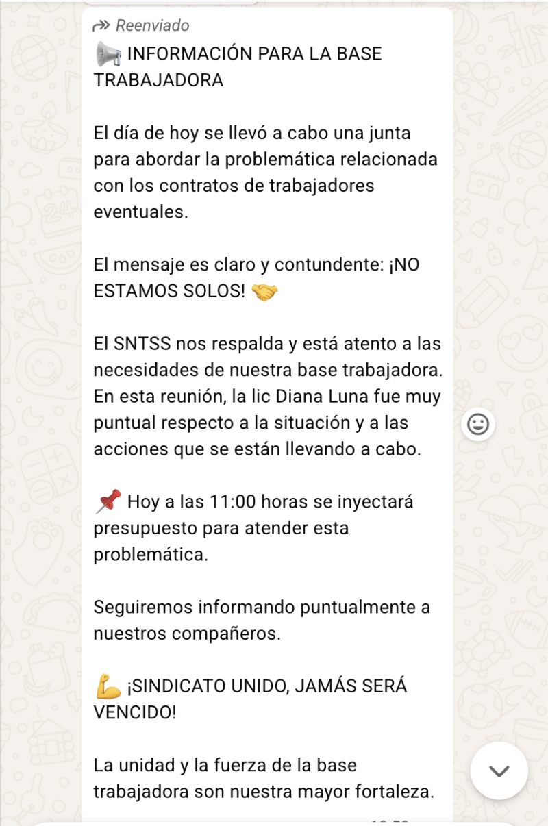Qué sabemos sobre el recorte de personal del IMSS en Nuevo León 3 Mensaje de circulación interna enviado a personal del IMSS