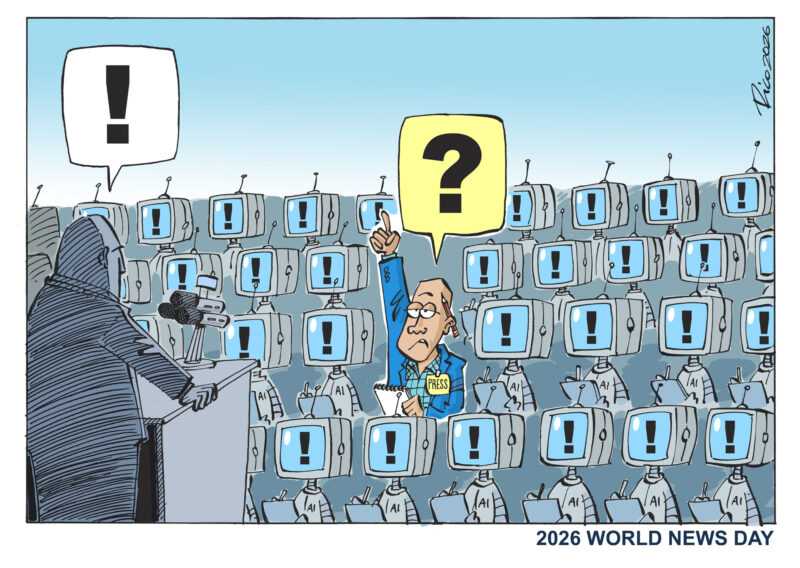 Día Mundial de las Noticias 2026: Es hora de luchar 1 WorldNewsDay cartoon 2B fin 2000px 1