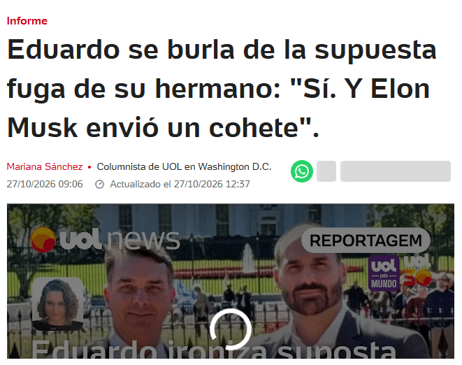 Flávio Bolsonaro llegó a Estados Unidos: cronología de las versiones contradictorias y de la desinformación que rodearon su fuga 2 Captura de pantalla 2026 10 28 134013